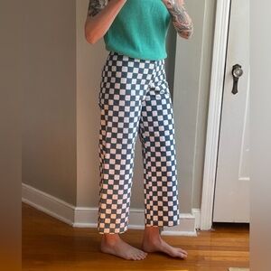 Disco Pants in Blue Checkerboard, S